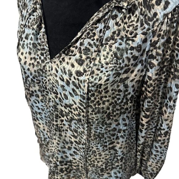 Rebecca Taylor Lynx Tie Sage Leopard Print Blouse Size 6 - Picture 9 of 15